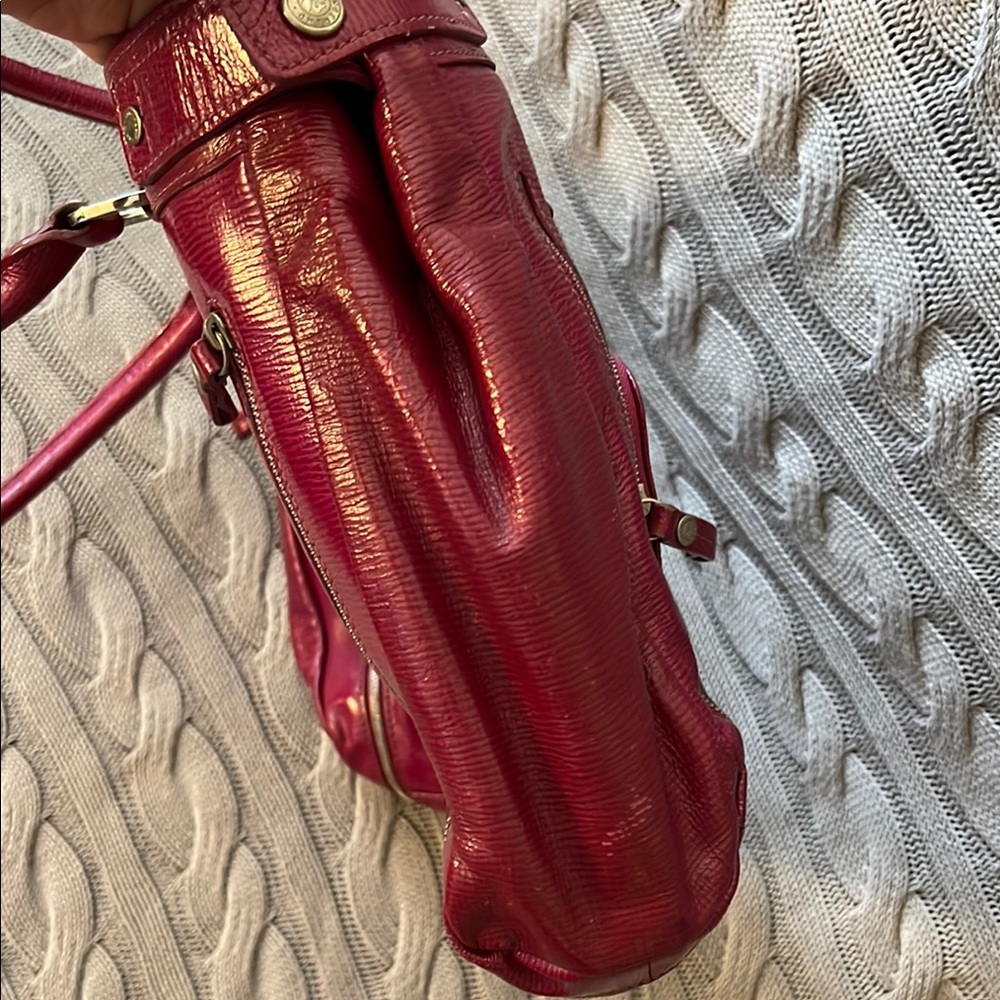 Longchamp Red Glossy Leather Shoulder Bag - Picture 8 of 17